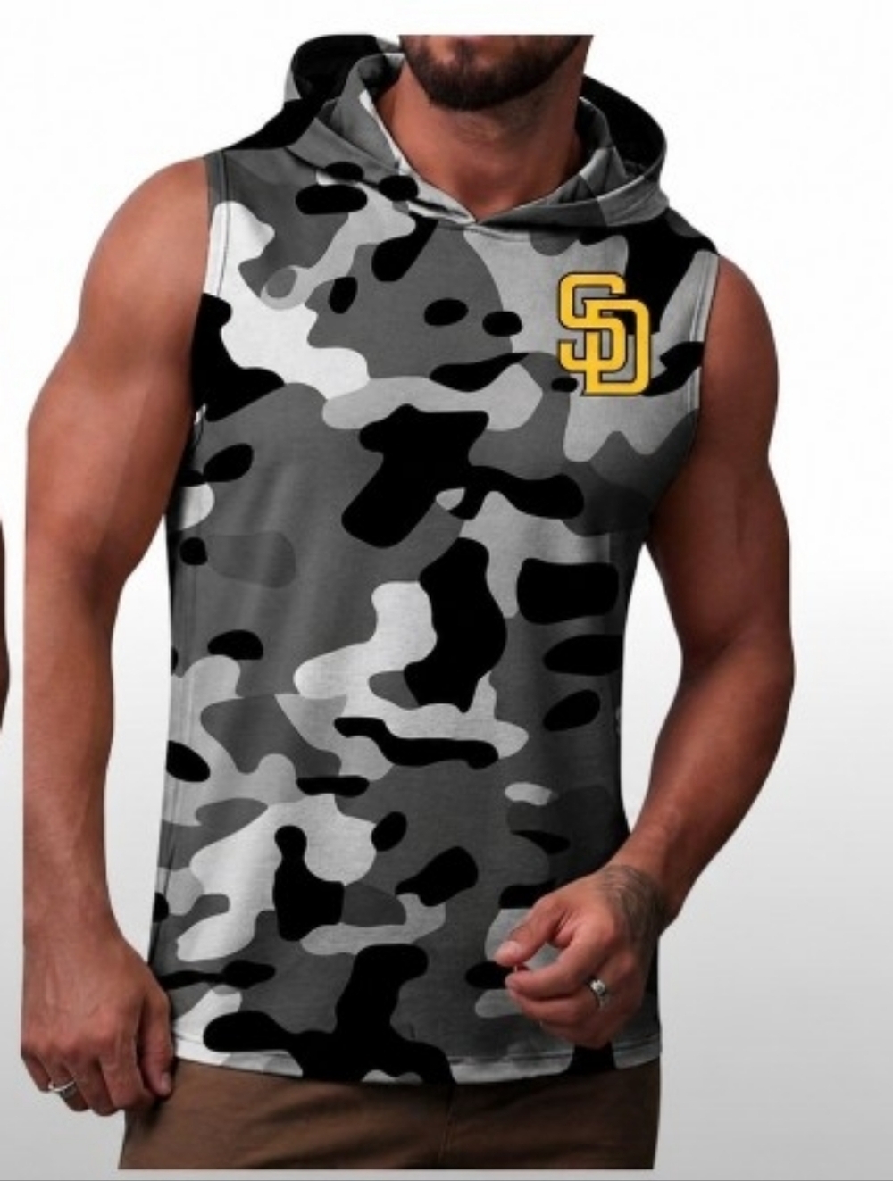 San Diego Padres Men's Gray Camo Sleeveless Hoodie Tank Top NWT... Ultra comfort